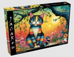 NOVIA CASSE-TÊTE 1000 PIÈCES - CHAT AUX RAYURES COLORÉES (COLORFUL STRIPED CAT) #JP-COST1000 (0326)